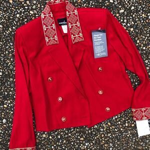 Vintage 80s cropped military jacket red petite 8